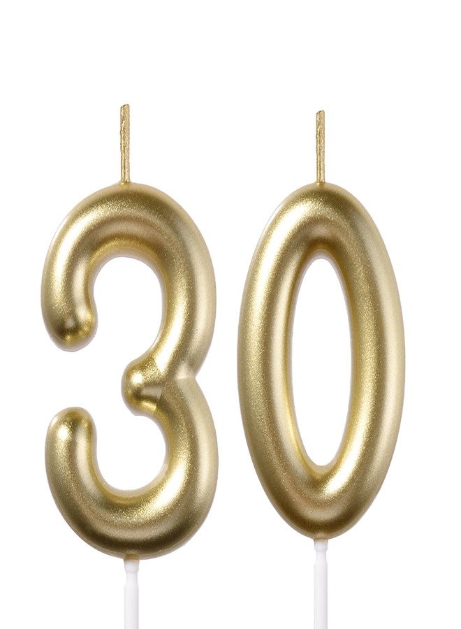 Qj-solar 2.35 Inch Gold 30 Birthday Candles, 3D Diamond Number 30th Cake Topper for Boys Girls Birthday Party Decorations Theme Party - Image 1